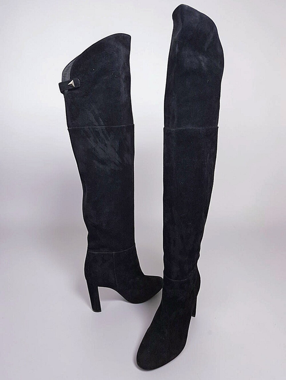 Schutz Austine Black Suede Over the Knee Boots 9 Block Heel Round Toe - Picture 14 of 16